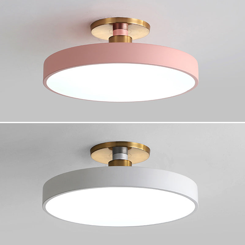 Modern Led Acrylic Semi Flush Mount Ceiling Light Fixture With Circular Ring Design