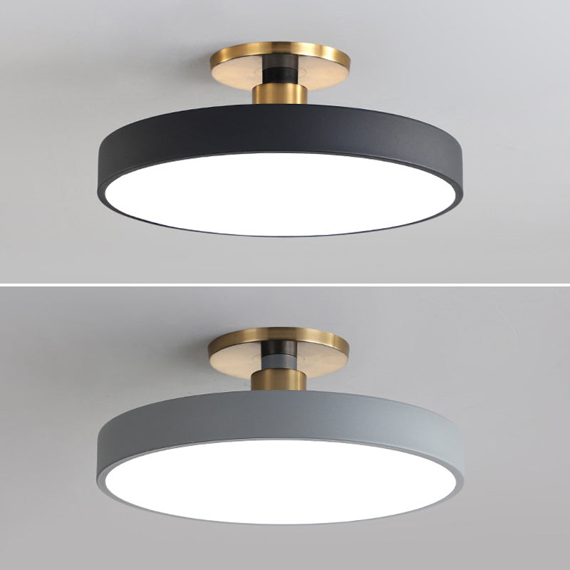 Modern Led Acrylic Semi Flush Mount Ceiling Light Fixture With Circular Ring Design