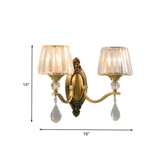 Postmodern Crystal Block Wall Mount Light Sconce In Brass - 1/2 Lights For Living Room