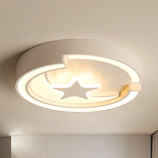 Contemporary Star Metal LED Flushmount Ceiling Light in White - 16"/19.5" Diameter