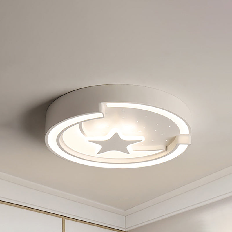 Contemporary Star Metal LED Flushmount Ceiling Light in White - 16"/19.5" Diameter