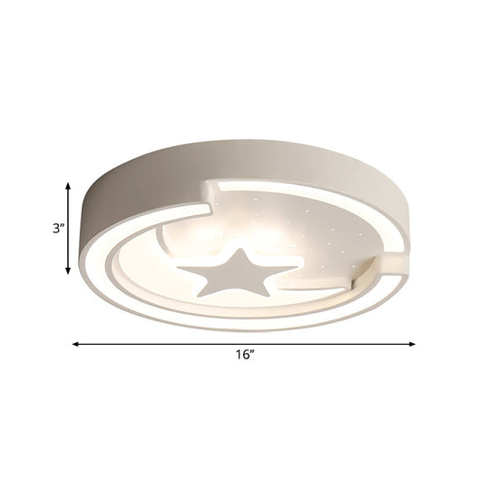 Contemporary Star Metal LED Flushmount Ceiling Light in White - 16"/19.5" Diameter