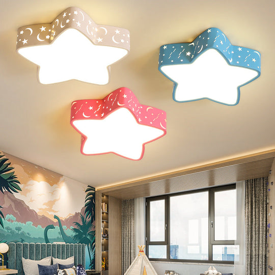 Minimalist Led Star Flush Mount Ceiling Light For Bedrooms