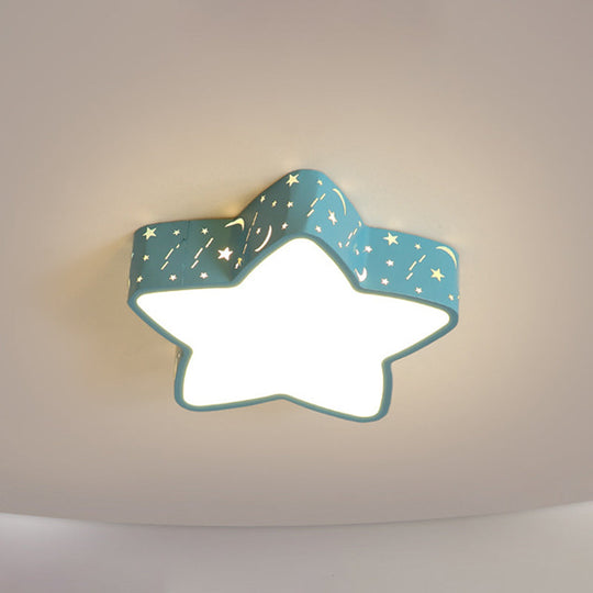 Minimalist Led Star Flush Mount Ceiling Light For Bedrooms Blue / White 16