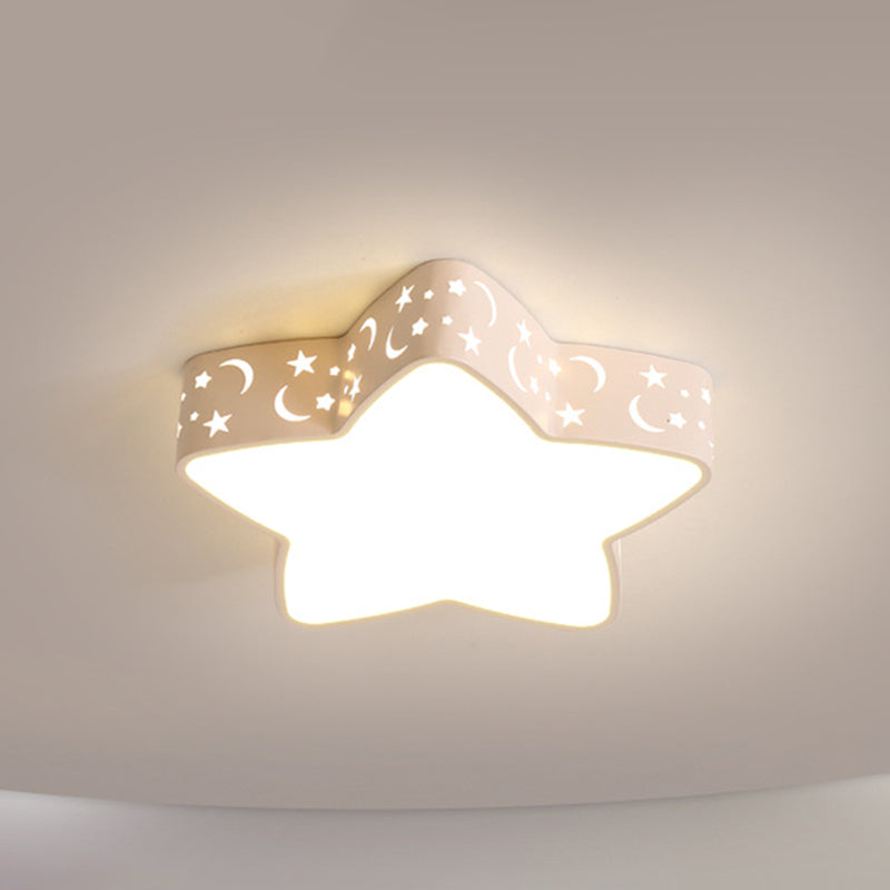 Minimalist Led Star Flush Mount Ceiling Light For Bedrooms White / 19.5