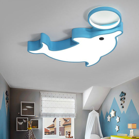 Contemporary Led Dolphin Acrylic Ceiling Flush Mount Light