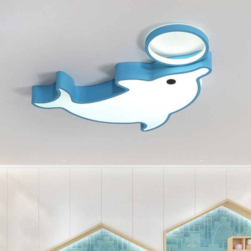 Contemporary Led Dolphin Acrylic Ceiling Flush Mount Light