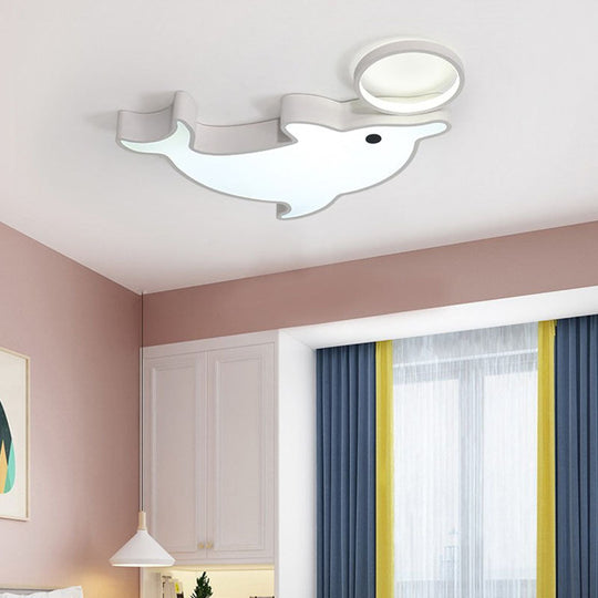 Contemporary Led Dolphin Acrylic Ceiling Flush Mount Light