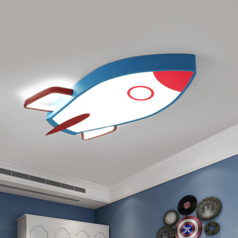 Blue Rocket Bedroom Flushmount Ceiling Fixture - Acrylic Led Contemporary Light / Warm