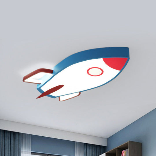 Blue Rocket Bedroom Flushmount Ceiling Fixture - Acrylic Led Contemporary Light