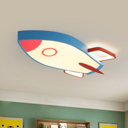 Blue Rocket Bedroom Flushmount Ceiling Fixture - Acrylic Led Contemporary Light