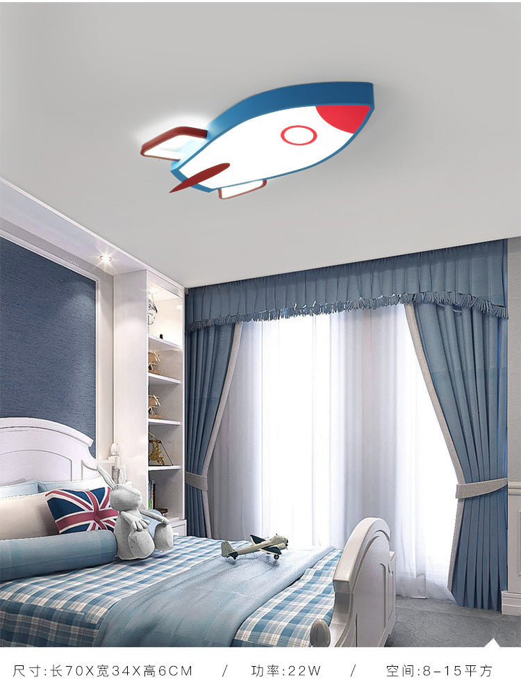 Blue Rocket Bedroom Flushmount Ceiling Fixture - Acrylic Led Contemporary Light