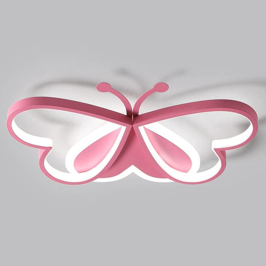 Cartoon Led Butterfly Ceiling Light In Pink Acrylic