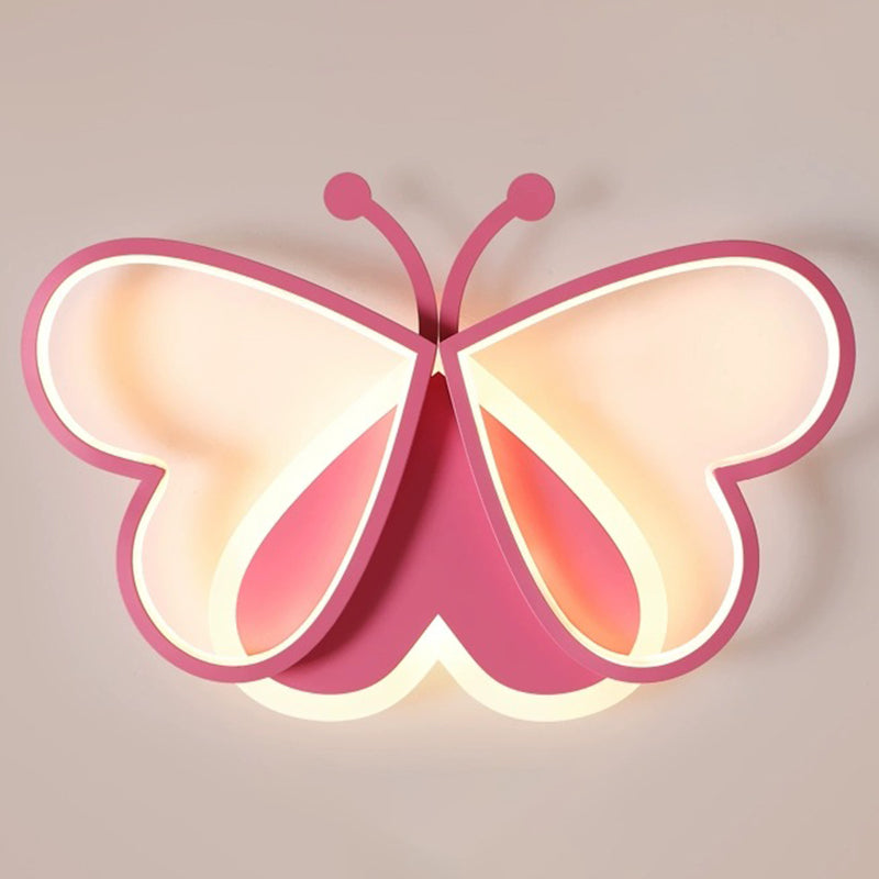 Cartoon Led Butterfly Ceiling Light In Pink Acrylic