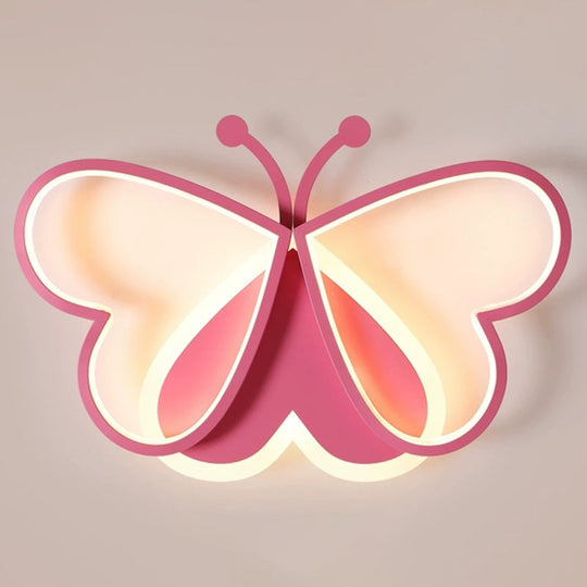 Cartoon Led Butterfly Ceiling Light In Pink Acrylic