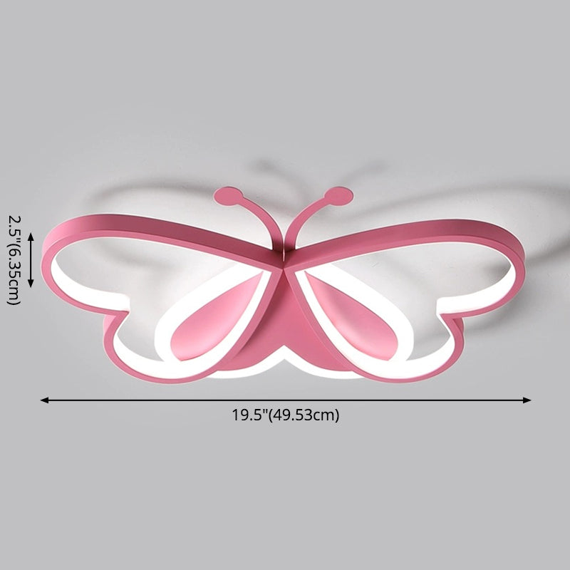 Cartoon Led Butterfly Ceiling Light In Pink Acrylic