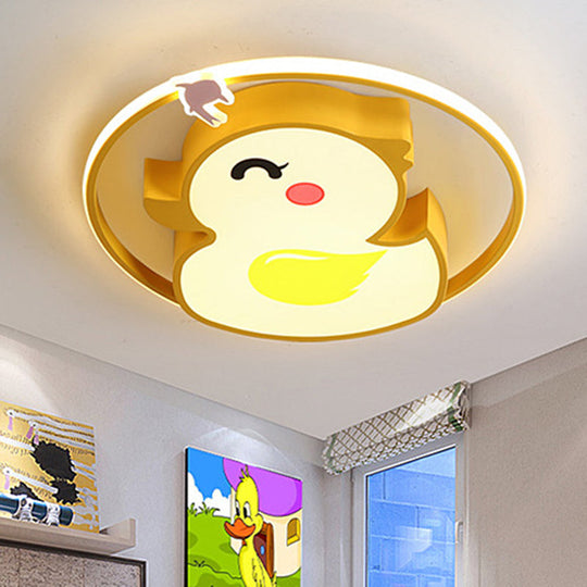 Modern Acrylic Yellow Duck Flush Mount Ceiling Light Fixture / Third Gear