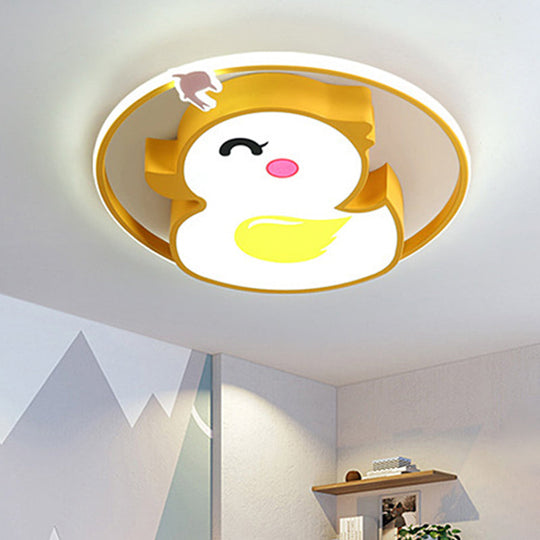 Modern Acrylic Yellow Duck Flush Mount Ceiling Light Fixture