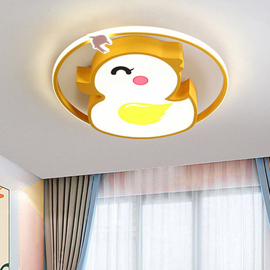 Modern Acrylic Yellow Duck Flush Mount Ceiling Light Fixture