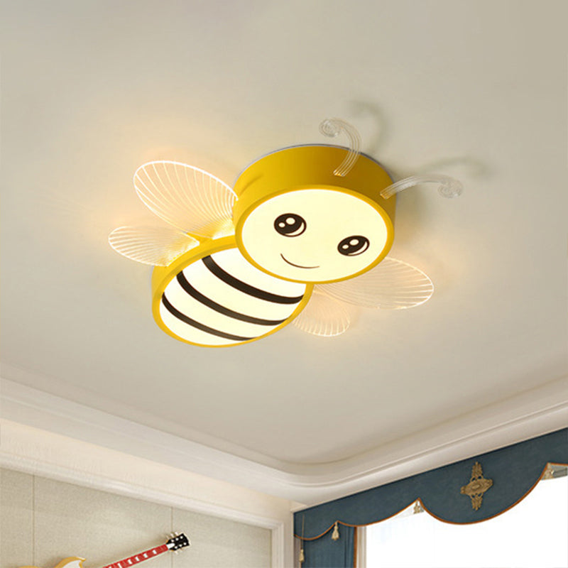 Kids Metal Bee Flush Mount Ceiling Light - Led Close To Lamp