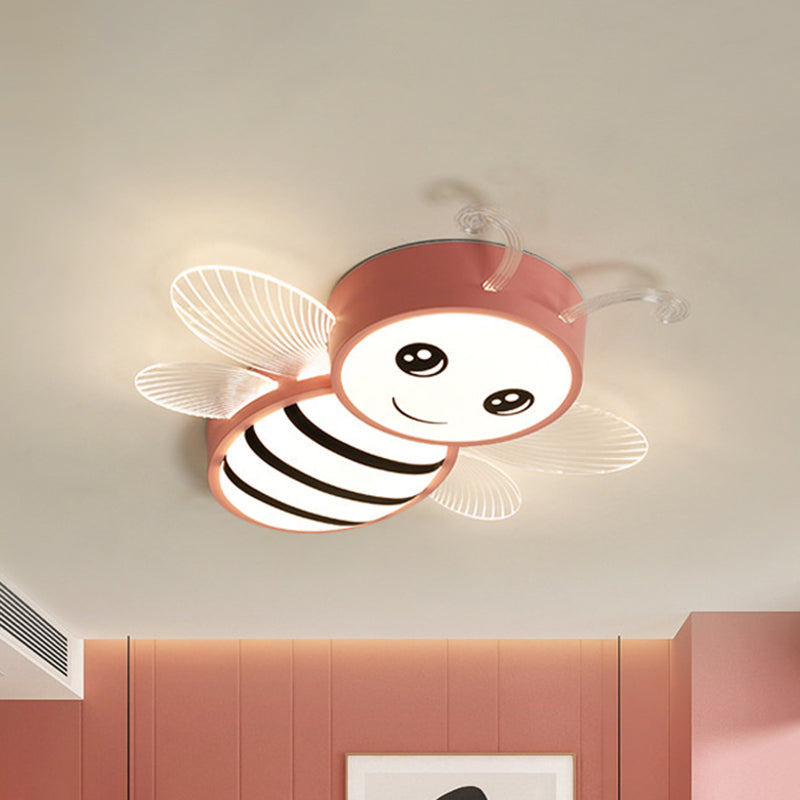 Kids Metal Bee Flush Mount Ceiling Light - Led Close To Lamp