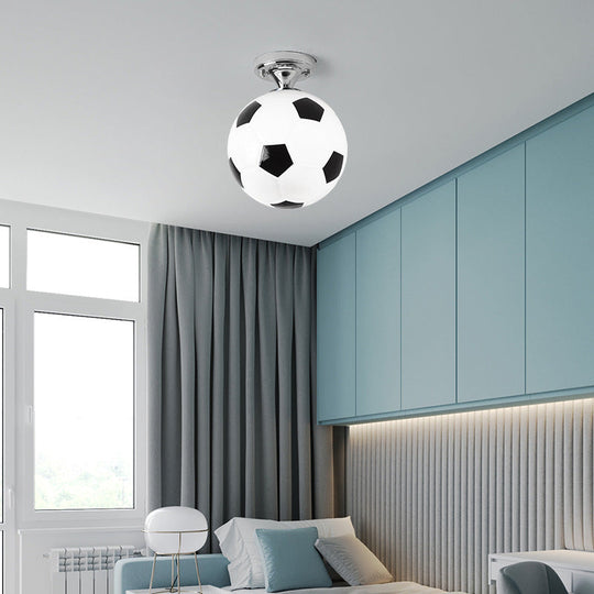 Kids Football Ceiling Mounted Fixture - Close To Lighting For Bedroom With Glass Style