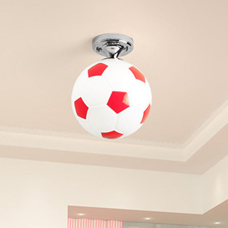 Kids Football Ceiling Mounted Fixture - Close To Lighting For Bedroom With Glass Style