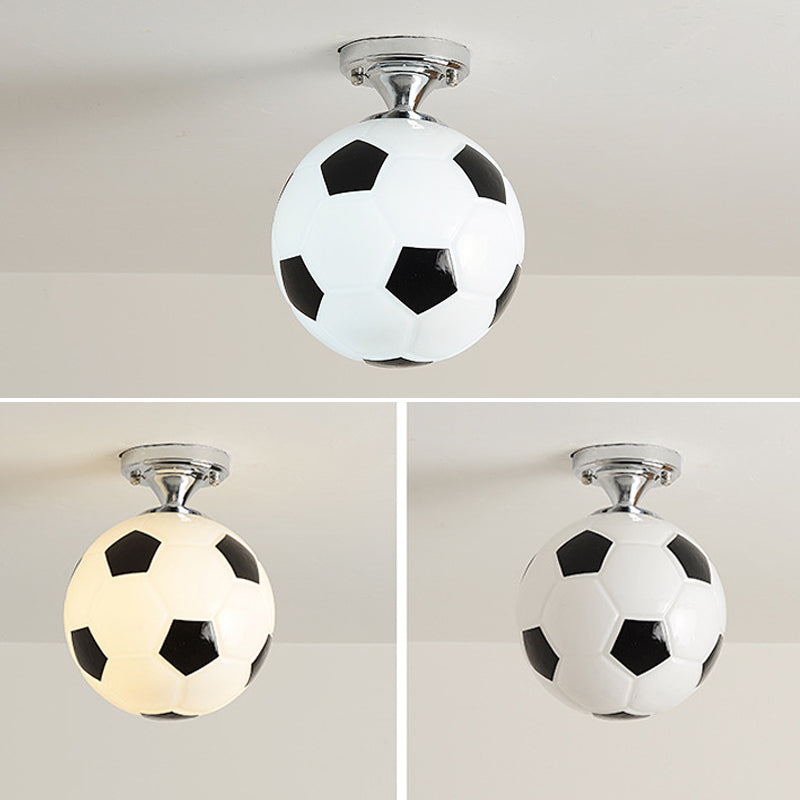 Kids Football Ceiling Mounted Fixture - Close To Lighting For Bedroom With Glass Style