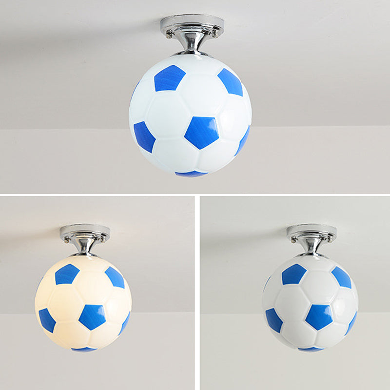 Kids Football Ceiling Mounted Fixture - Close To Lighting For Bedroom With Glass Style