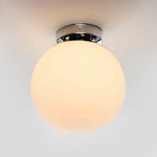 Modern Spherical Glass Flush Mount Ceiling Light Fixture - White / 6