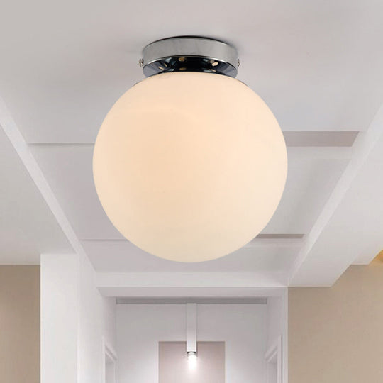 Modern Spherical Glass Flush Mount Ceiling Light Fixture - White