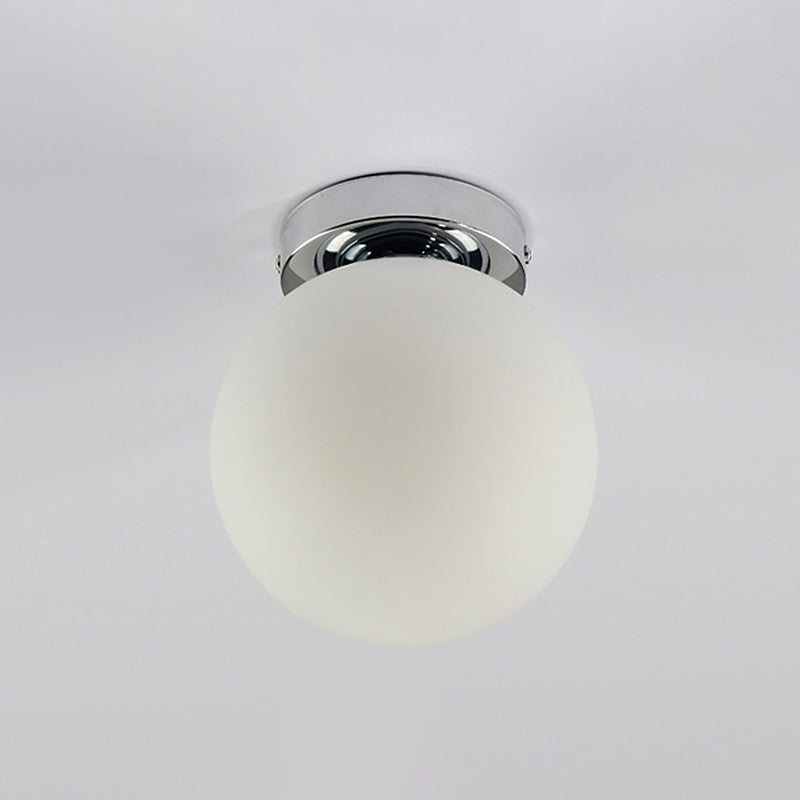 Modern Spherical Glass Flush Mount Ceiling Light Fixture - White