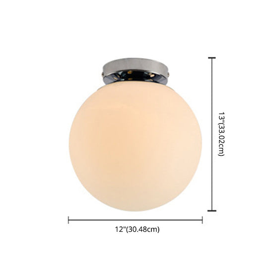 Modern Spherical Glass Flush Mount Ceiling Light Fixture - White