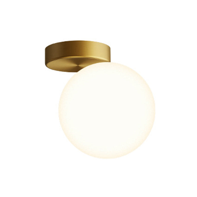 White Glass Round Ceiling Flush Mount Light - Simplistic Style Fixture