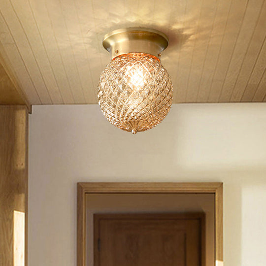 Modern Gold Glass Round Flush Mount Ceiling Light Fixture