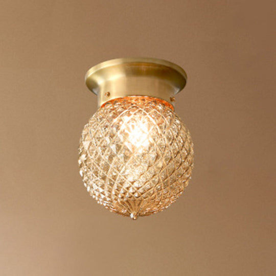 Modern Gold Glass Round Flush Mount Ceiling Light Fixture / 5.5