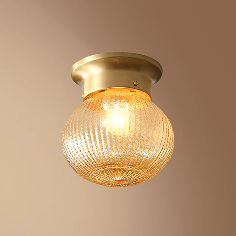 Modern Gold Glass Round Flush Mount Ceiling Light Fixture / 6