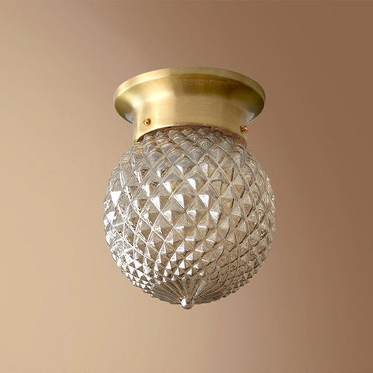 Modern Gold Glass Round Flush Mount Ceiling Light Fixture