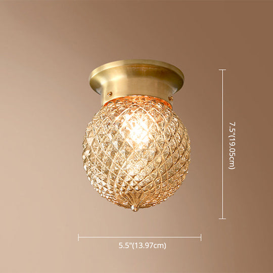 Modern Gold Glass Round Flush Mount Ceiling Light Fixture