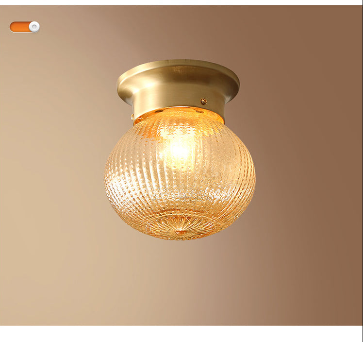 Modern Gold Glass Round Flush Mount Ceiling Light Fixture