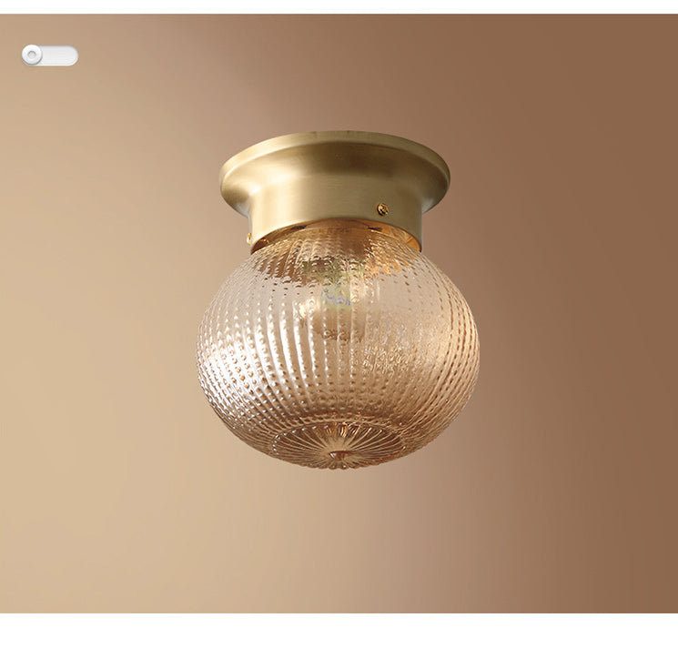 Modern Gold Glass Round Flush Mount Ceiling Light Fixture