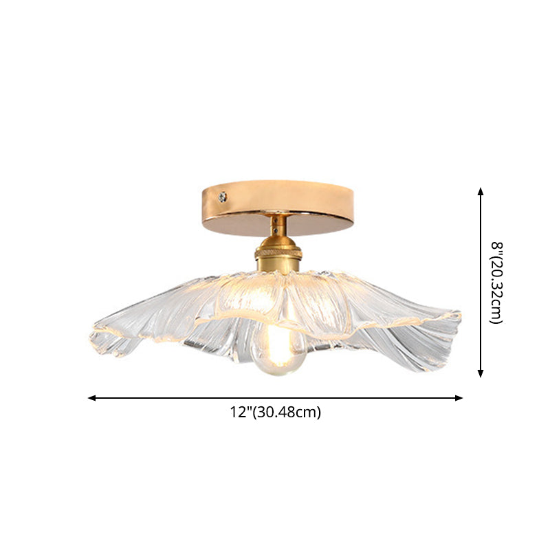 Contemporary Gold Glass Flower Ceiling Mount Light Fixture