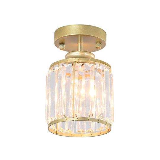 Modern Crystal Cylinder Aisle Ceiling Mount Light Fixture - Close To Lighting