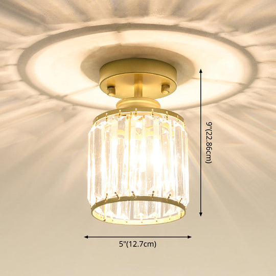 Modern Crystal Cylinder Aisle Ceiling Mount Light Fixture - Close To Lighting