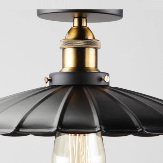 Industrial Metal Cone Ceiling Mount Light Fixture - Modern Black Finish For Restaurants And