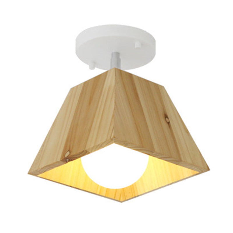 Minimalist Square Wooden White Ceiling Flush Mount Light Fixture 1 /