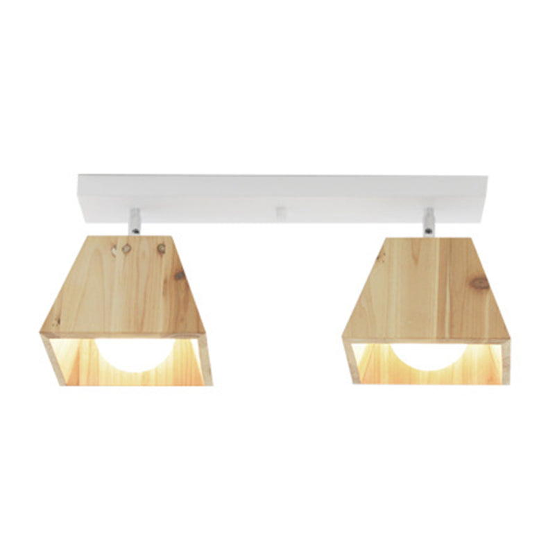 Minimalist Square Wooden White Ceiling Flush Mount Light Fixture 2 /