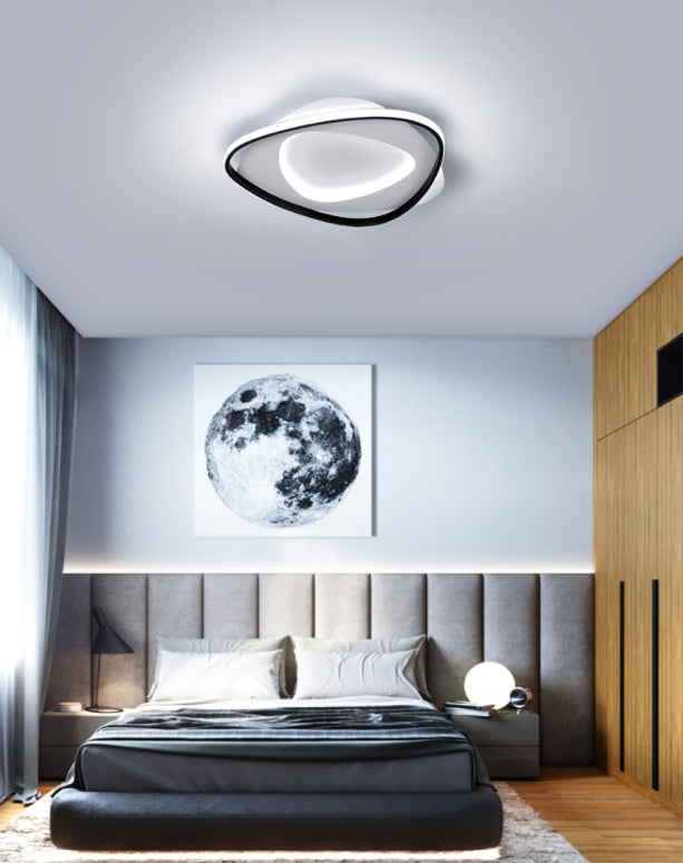 Modern Black Metal Led Triangle Flush Mount Ceiling Light For Bedroom