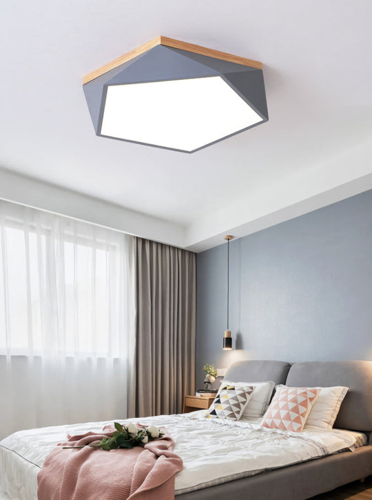 Modern Metal Led Bedroom Flush Mount Ceiling Light Fixture - Pentagon Lighting