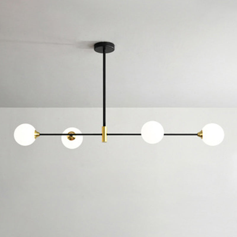 Black Metal Island Pendant Lighting With Modern Minimalist Design For Dining Table 4 / Milk White